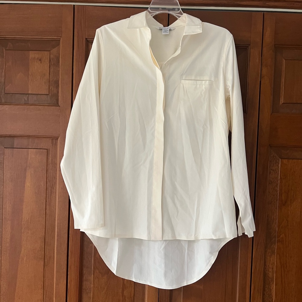 Athleta Ivory Button-Up Blouse